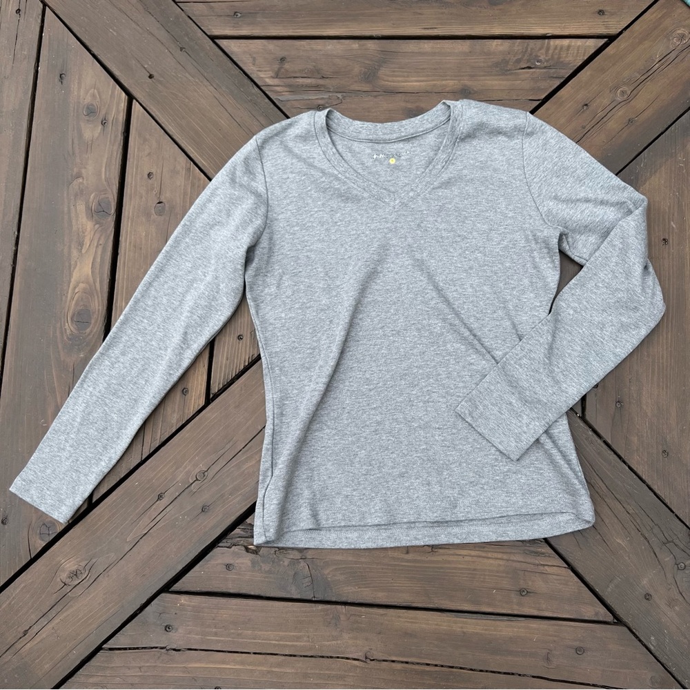 Grey Vneck Longsleeve cotton shirt